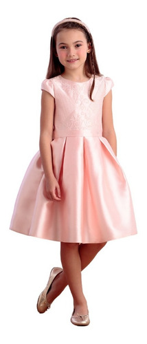 Vestido De Festa Infantil Rosa Liso Petit Cherie 22206