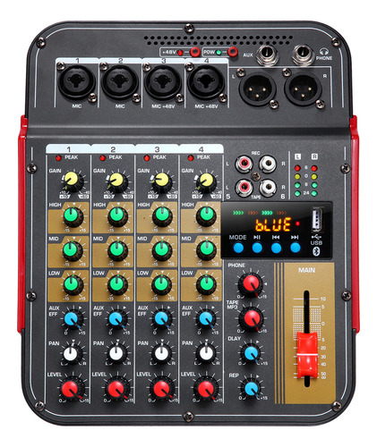 Mini Mezclador De Audio Mg4 Con Ecualizador De 3 Bandas Con