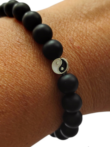 Pulsera Ying Yang Agata Negra Unisex