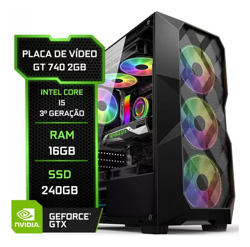 PC Gamer Completo Intel Core i5 Memoria Ram 16GB SSD 240GB Monitor