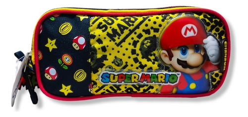Lapicera Escolar Organizador Estuche Mario Bros Chenson Color Amarillo Liso