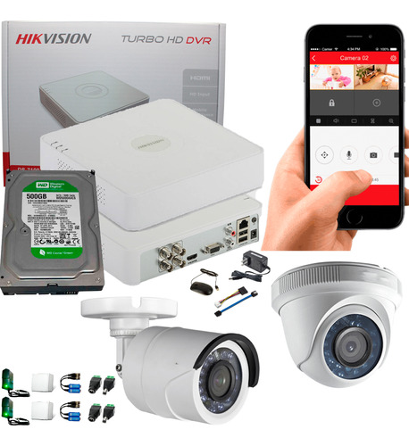 Combo Hikvision Turbo Hd Dvr 4ch + 2 C Full Hd. Completo!!