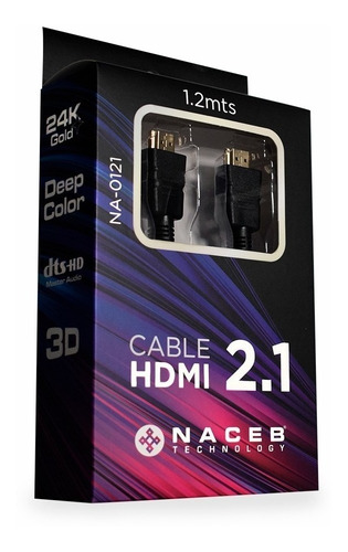 Naceb Cable Hdmi 2.1 Macho - Hdmi 2.1 Macho, 8k, 60hz Negro