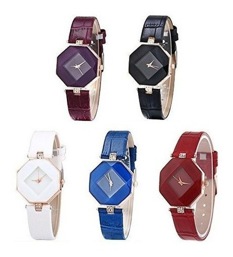 Cdybox Reloj De Pulsera Para Mujer, Cuero, Diamantes, Cuarzo