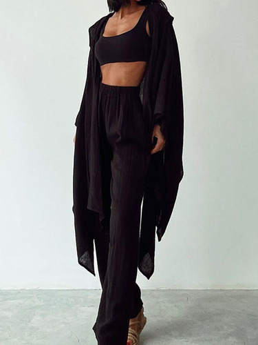 Pantalón De Lino Y Algodón Para Dos Mujeres