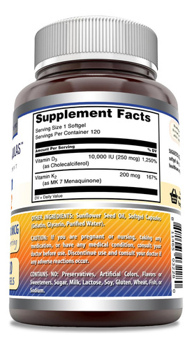 Amazing Formulas Vitamina D3 10000 Ui K2 200 Mcg