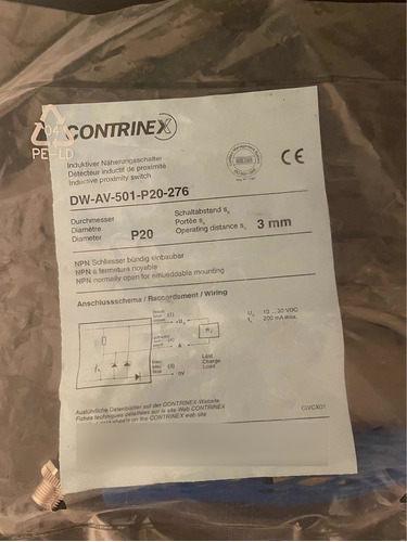 Sensor Inductivo Alta Presión Contrinex Dw-501-p20