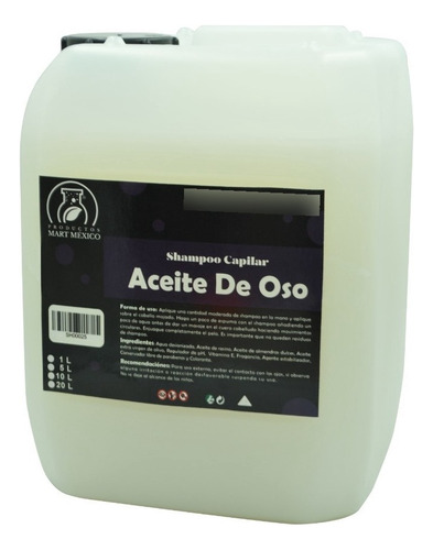  Shampoo De Oso Aceite De Olivo Almendras Ricino (20 Litros)