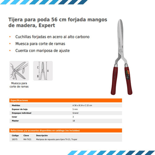 Imagen 2 de 6 de Tijera De Poda Corta Cerco Truper
