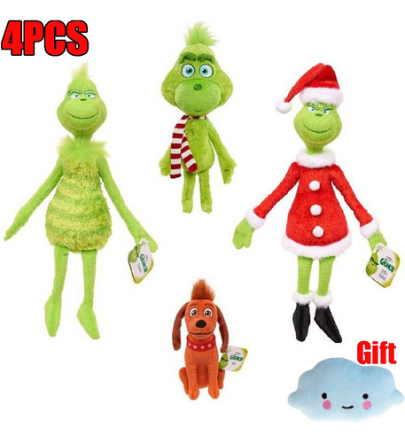 4 Juguetes De Peluche De Grinch Para Perro De Peluche Suave,