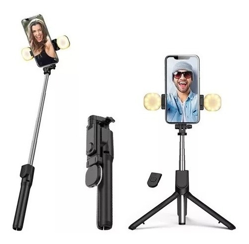 Palo Selfie Doble Luz Led Gimbal Bluetooth Celular Tripode