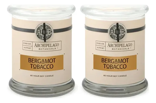 archipelago candles bergamot tobacco Soy Wax Candle 6.49 oz / 184 g lasting candle is hand poured in an apothecary Archipelago BERGAMOT TOBACCO CANDLE