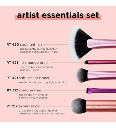 Real Techniques Set De Brochas Artist Essentials Rostro Ojos