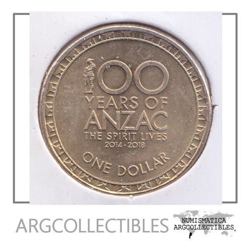 Australia Moneda 1 Dolar 2017 100 Aniversario Anzac Unc