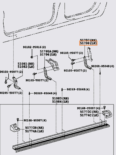 Soporte Trasero Estribo Lateral Izquierdo Toyota Hilux 05-15