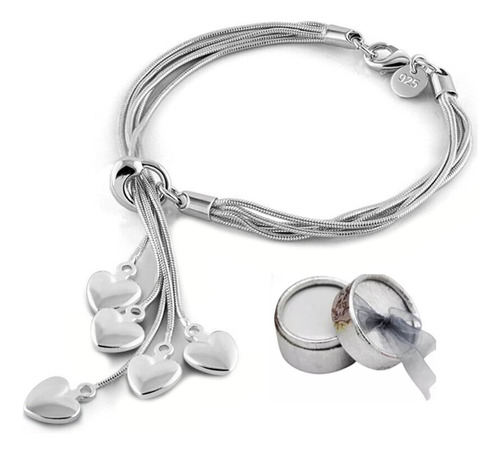 Pulsera Mujer Esclava Brazalete Plata 925 Elegante Corazon