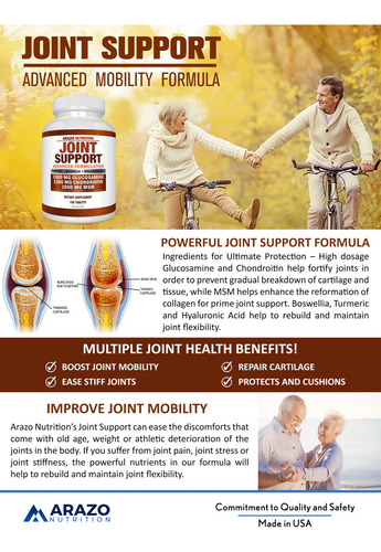 Arazo Nutrition Joint Support Glucosamina Msm 180 Tabs Sfn
