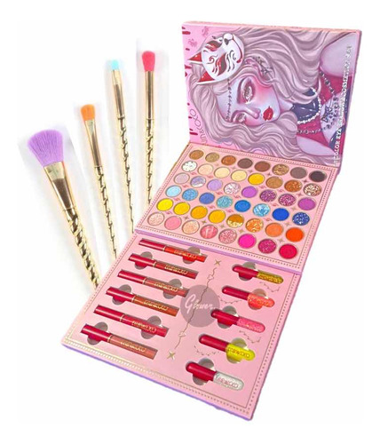 Paleta De Sombras 52 Colores Candy + Set De Brochas Sirena