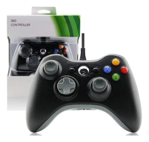 Controle Usb Com Fio Para Xbox 360 Computador Notebook Preto