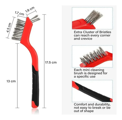 Juego De Cepillos Brush Wire, 3 Piezas, Cerdas De Nailon, La