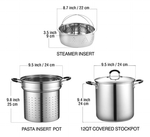 Cook N Home Cocedor De Pasta De Acero Inoxidable De 4 Pie...