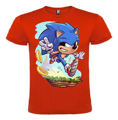 Polera Color Algodón 100% Niños Sonic Nuevo