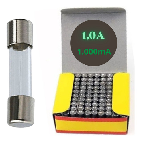 100 Peças - Fusível Vidro Pequeno (1 A) 1000m Amperes 5x20mm