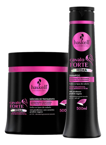 Haskell Cavalo Forte Hidra Shampoo + Máscara Hidratante 500g