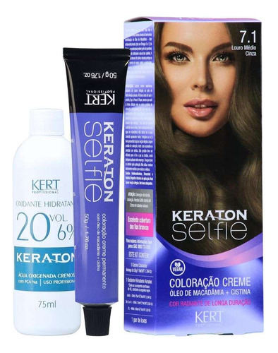 Tinta Para Cabelo 7.1 Louro Médio Cinza Keraton Kert 7.1 Louro Médio Cinza