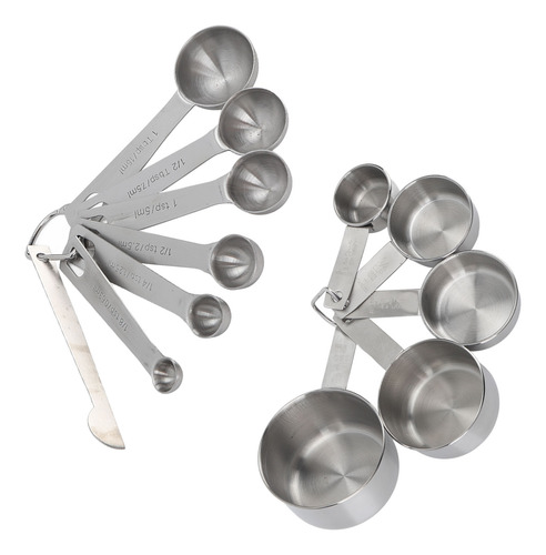 Juego De Tazas Y Cucharas Medidoras De Acero Inoxidable