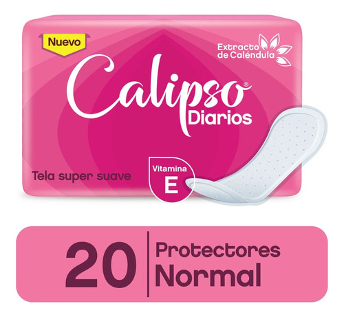 Protectores Diarios Calipso Normal 20u Rosa Pack 12 Unid