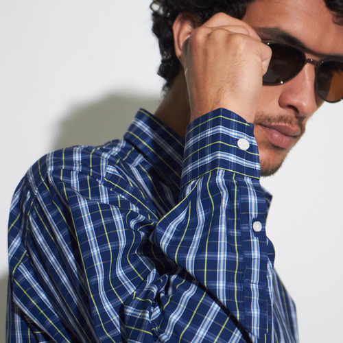 Camisa Hombre Kevingston Pond Escocesa Azul Oscuro