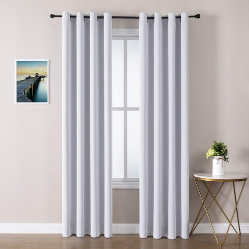 Cortinas Blancas Con Ojales 2paneles 132x213cm Blackout