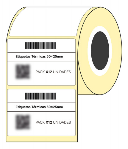 Rollo De Etiquetas 50x25 Mm Termica X 12 Unidades