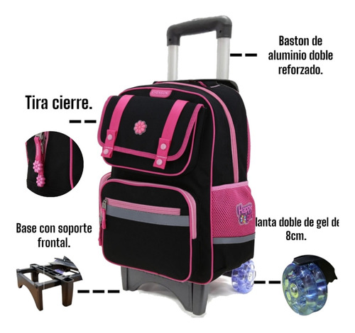 Mochila Con Llantas Chenson Original Strong Hg70204-3 Negro Liso