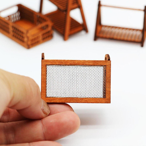 Mini Cesta De Madera Para Casa De Muñecas, Contenedor De