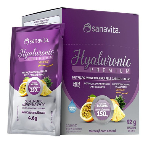 Kit 2 Hyaluronic Premium - 150mg Sanavita Maracujá E Abacaxi Sabor Maracujá E Abacaxi