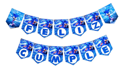  Banderínes Sonic Cumpleaños Decoración