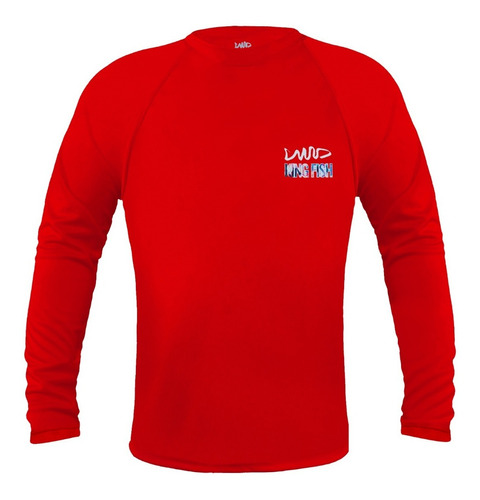 Remera De Pesca King Fish Dry Lisa Rojo Coral Cuello Redondo