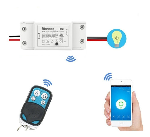 Interruptor Wifi Rf Sonoff Rfr2 + Mando Rf + Bat App Voz Rf