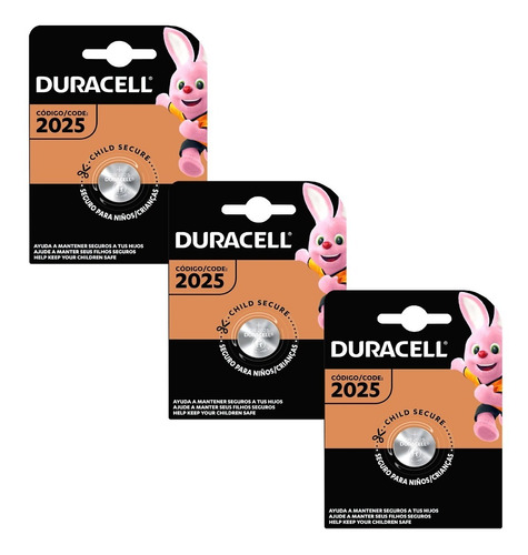 Cr 2025 Duracell Tipo Moneda 3 Piezas Cr2025