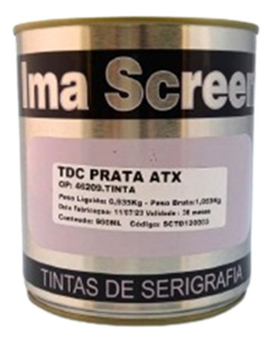 Tinta Tdc Prata Atx Serigrafia Imagraf 900ml