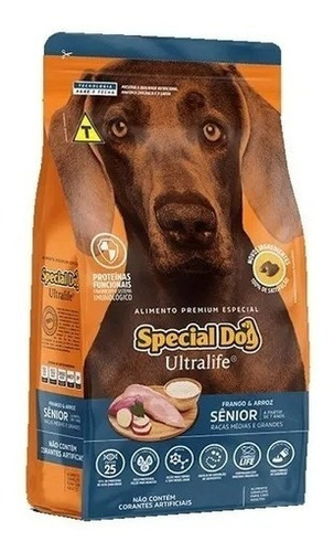 Alimento Special Dog Premium Especial Ultralife para cão senior de raça média e grande sabor frango e arroz em sacola de 15kg