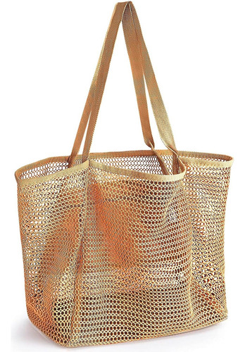 Bolso De Mujer De Playa Malla Con Bolsillo De Gran Capac [u]