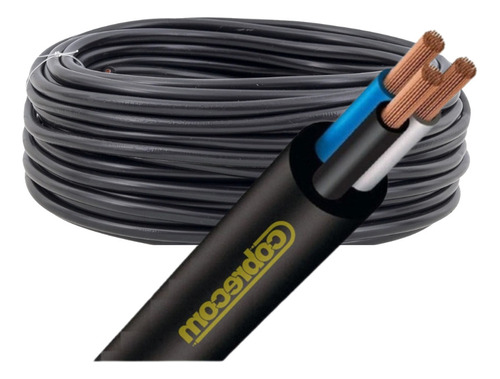 Cabo Elétrico 3x6mm 1kv Flexível Para Cerca Elétrica Cor Preto