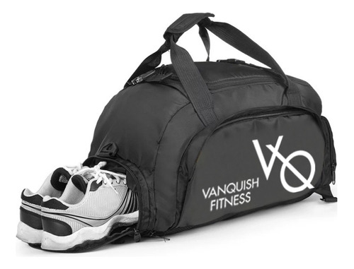 Mochila Deportiva Maleta Gym Viaje Vanquish Fitness V Q G Color Negro Con Blanco Diseño De La Tela Impermeable
