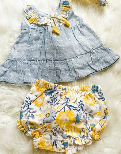 Conjunto De 3 Piezas Blue/yellow 100% Algodón