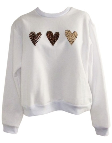 Sudadera Básica Corazones Mujer
