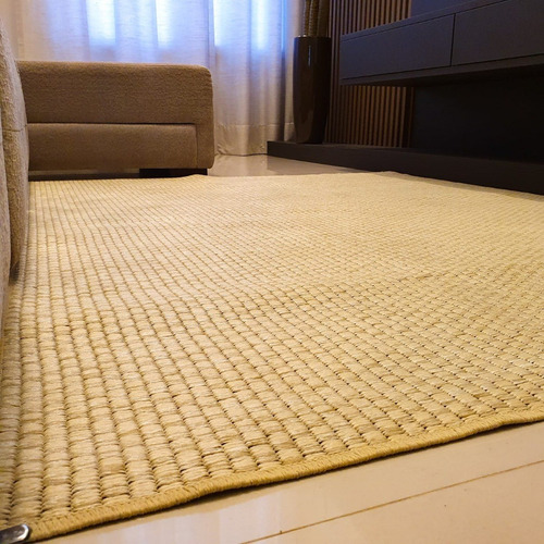 Tapete Sala Tapete Sisal 200x150 Antiderrapante Lindo. Cor Palha