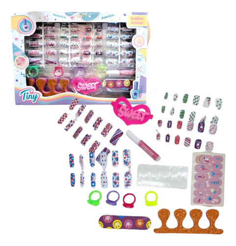 Set De Uñas Tiny Fashion Juguete Caja Grande Estilo Belleza